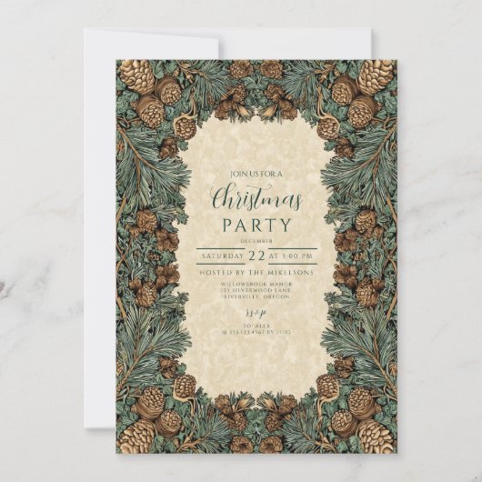 Invitation Pinecone rustique Noël À feuillage persistant (Devant)