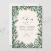 Invitation Pinecone Woodland Green Christmas (Devant)