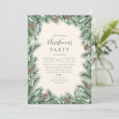Invitation Pinecone Woodland Green Christmas (Debout devant)