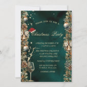 Invitation Pinecones Balls Verre vert Entreprise Noël (Devant)