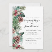 Invitation Pinecones d'hiver et Holly Mariage (Devant)