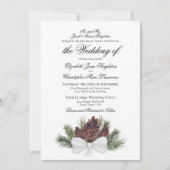 Invitation Pinecones rustiques à aquarelle Mariage officiel (Devant)