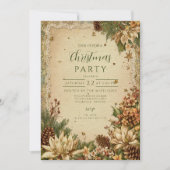 Invitation Pinecones rustiques de Noël et dentelle (Devant)