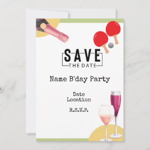 Invitation Ping Pong 40th Birthday with heart Save date