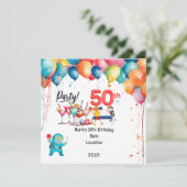 Invitation Ping Pong 50e fête d'anniversaire (Debout devant)