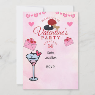 Invitation Ping Pong Valentine's Heart Save the date Party