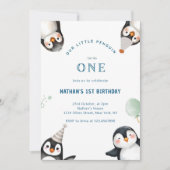 Invitation Pingouin Animal Hiver Onederland 1er anniversaire (Devant)