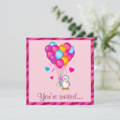 Invitation Pingouin avec la fête d'anniversaire de ballons (Debout devant)