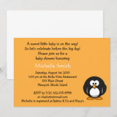 Invitation pingouin; baby shower (Devant / Derrière)