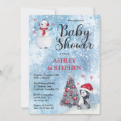 Invitation Pingouin | Baby shower Snowman Winter Boy (Devant)