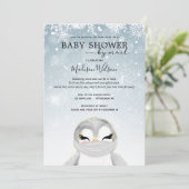 Invitation Pingouin bébé avec Baby shower Masque par courrier (Debout devant)