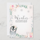 Invitation Pingouin d'argent floral hiver Onederland Annivers (Dos)
