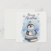 Invitation Pingouin de Noël aquarelle (Devant / Derrière)