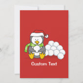 Invitation Pingouin de Noël assis avec des boules de neige (Devant)