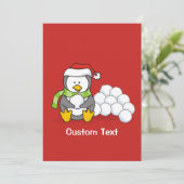 Invitation Pingouin de Noël assis avec des boules de neige (Debout devant)