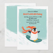 Invitation Pingouin de Snowboard (Devant / Derrière)