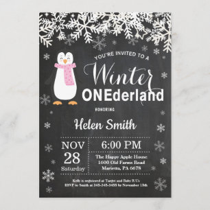 Invitation Pingouin d'hiver 1er anniversaire