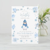 Invitation Pingouin d'hiver Flammes de neige en hiver (Debout devant)