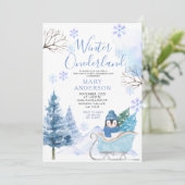 Invitation Pingouin d'hiver Flammes de neige Onederland 1er a (Debout devant)