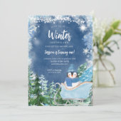 Invitation Pingouin d'hiver Flammes de neige Onederland 1er a (Debout devant)