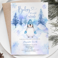 Pingouin d'hiver Pneus Baby shower bleu argent