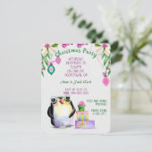 Invitation pingouin et cadeaux pour la fête de Noël tropicale (Debout devant)
