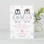 Invitation Pingouin Flocon de neige Révélation de genre (Debout devant)