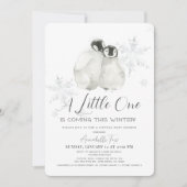Invitation Pingouin Hiver Flocon de neige bleu Baby shower vi (Devant)