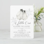 Invitation Pingouin Hiver Snowflake Blue Drive Baby shower (Debout devant)