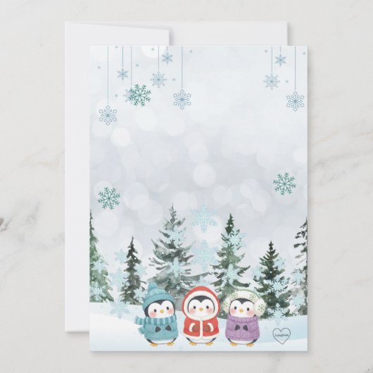 Invitation Pingouin Hiver Un derland 1er anniversaire (Dos)