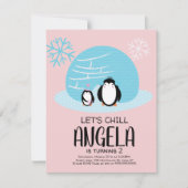Invitation Pingouin Igloo Snowflakes hiver Anniversaire (Devant)