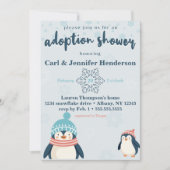 Invitation Pingouin mignon adoption bébé / douche pour enfant (Devant)