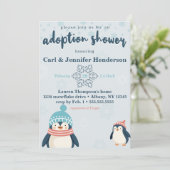 Invitation Pingouin mignon adoption bébé / douche pour enfant (Debout devant)