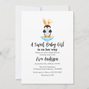 Invitation Pingouin mignon avec Baby shower Head Band