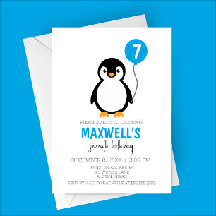 Invitation Pingouin minimaliste moderne fête d'anniversaire d