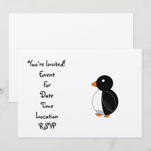 Invitation Pingouin mou (Devant / Derrière)