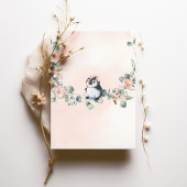 Invitation Pingouin rose Baby shower fille