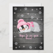 Invitation Pingouin rose Baby shower invitation, Casquette d' (Dos)