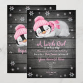 Invitation Pingouin rose Baby shower invitation, Casquette d' (Devant / Derrière)