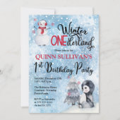 Invitation Pingouin | Snowman Winter ONEderland 1er anniversa (Devant)