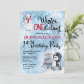 Invitation Pingouin | Snowman Winter ONEderland 1er anniversa (Debout devant)