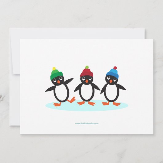 Invitation Pingouin Trio Boys Ice Sking Anniversaire (Dos)