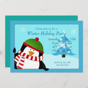 Invitation Pingouin Winter Holiday