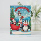 Invitation Pingouins adorables (Debout devant)