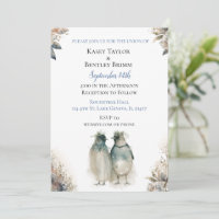 Pingouins d'aquarelle douce Mariage unique
