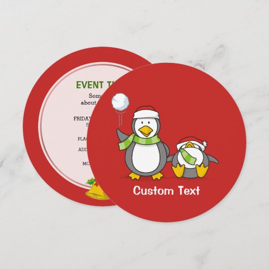 Invitation Pingouins de Noël (Devant / Derrière)