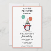Invitation Pingouins d'hiver Enfants Fille Animaux Anniversai (Devant)