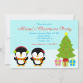 Invitation Pingouins et arbre d'hiver de Noël mignons (Devant)