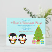 Invitation Pingouins et arbre d'hiver de Noël mignons (Debout devant)