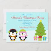 Invitation Pingouins et arbre d'hiver de Noël mignons (Devant)